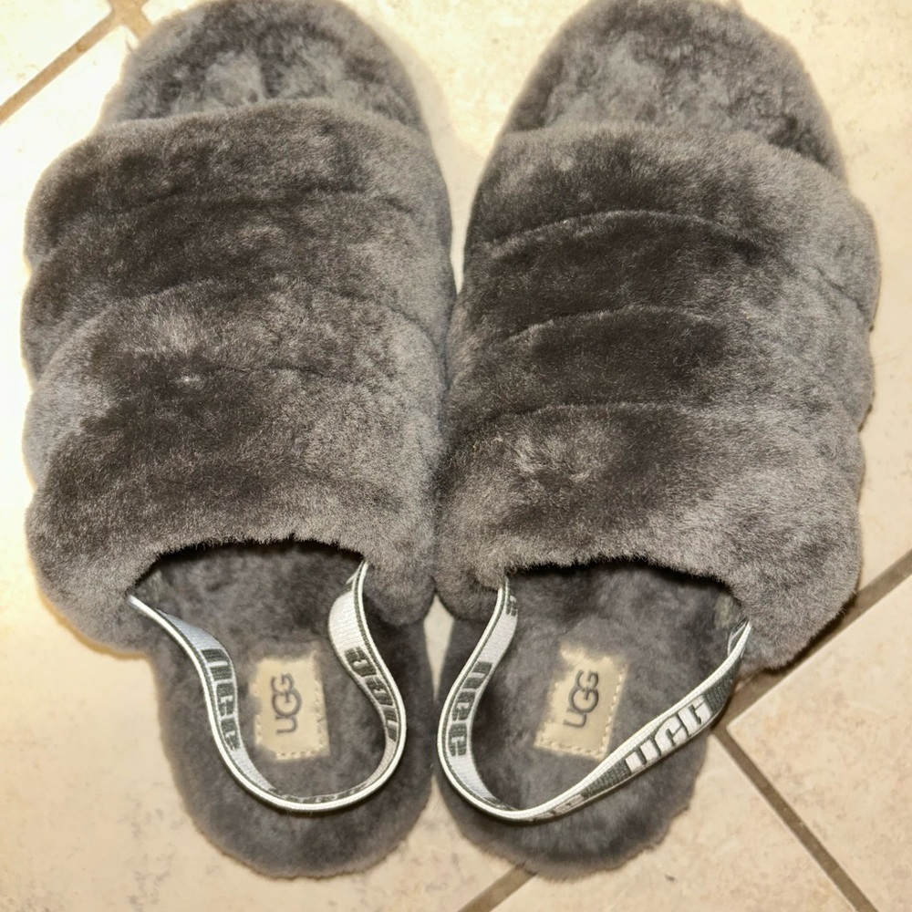 UGG Fluff Yeah Gray Slippers - Discontinued